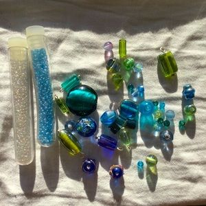 5$ ADD ON 🍒Beads & pearls, blue glass theme🍒